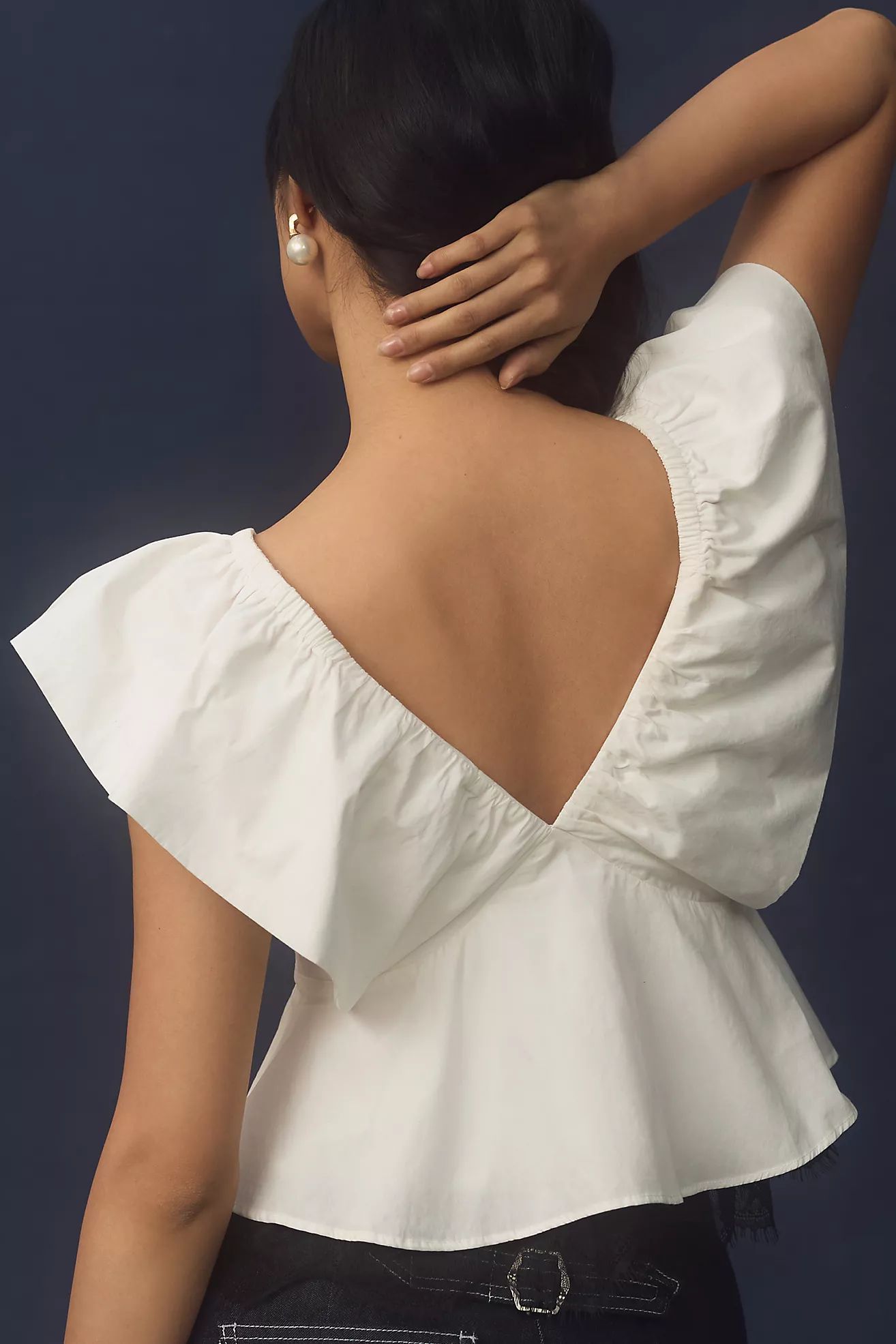 By Anthropologie Bow Ruffle-Sleeve Babydoll Blouse | Anthropologie (US)