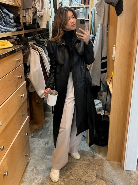 Sunday fit!! Wearing size 24 short in these Abercrombie & Fitch Cargo Trousers. Everlane turtleneck and Court Sneaker. Leather Belted Trench coat from Boda Skins (linked similar ones!)

#LTKworkwear #LTKFind #LTKSeasonal