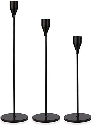 DEVI Candlestick Holders 3pcs, Black Taper Candle Holders for Candlesticks, Modern Farmhouse Fall... | Amazon (US)