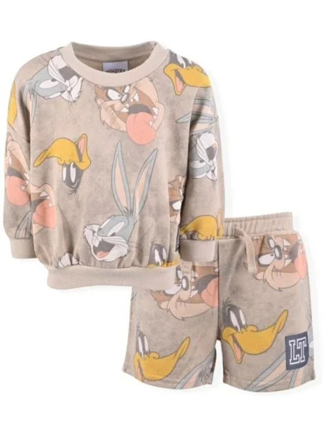 Looney Tunes Baby and Toddler Boy French Terry Sweatshirt and Shorts Outfit Set, 2-Piece, Sizes 1... | Walmart (US)
