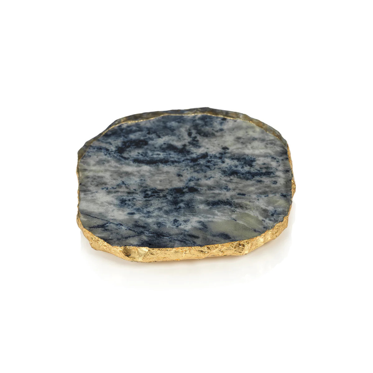 Blue Agate Coaster with Gold Rim | Megan Molten