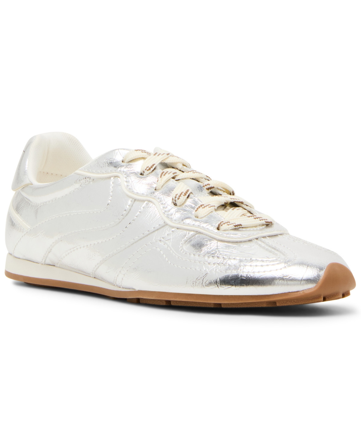 Steve Madden Women's Abbi Lace-Up Sneakers - Silver Metallic | Macy's