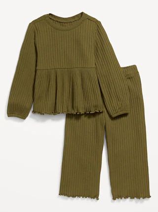 Long-Sleeve Peplum Top and Wide-Leg Pants Set for Toddler Girls | Old Navy (CA)