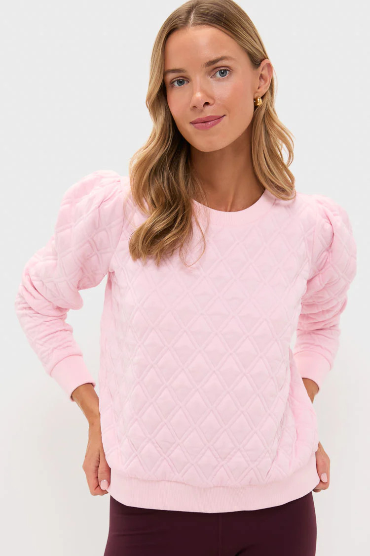 Pink Puff Sleeve Quilted Stretch Campbell Pullover | Tuckernuck (US)