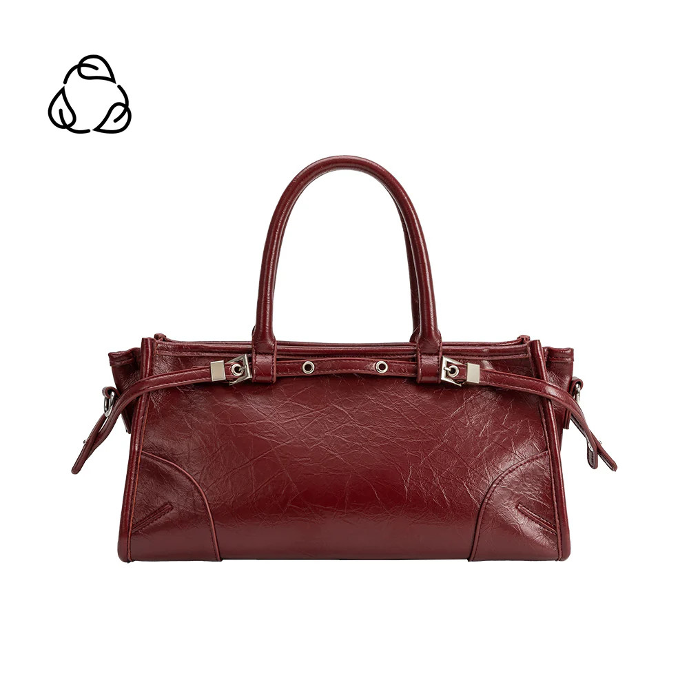 Burgundy Red Rhonda Recycled Vegan Leather Top Handle Bag | Melie Bianco | Melie Bianco