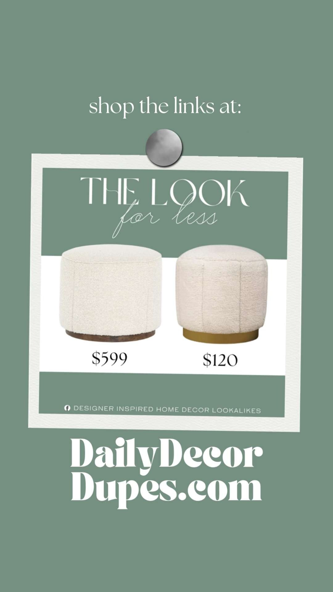 Inspired by McGee & Co Ottoman. Modern Brass Ottoman. Soft Faux Shearling Pouf. Textured Upholstered Ottoman. Scandi Style Ottoman. Stylish Tufted Pouf. Mid-Century Modern Ottoman. Living Room Foot Stool. Bedroom Accent Stool. 

Home more affordable option find copy cat similar look for less budget friendly affordable cheap cheaper beautiful pretty. Clearance sale coupon code discount code promo code luxury lookalike look a like Inspo inspiration inspired by idea ideas Love like these? I share multiple every day in my FB group.
#mcgeeandcoinspired #ottoman #footstool #poufottoman #modernhome #furniturefinds #bedroom #livingroom 

 #LTKHome