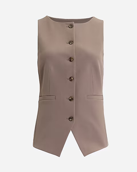 Studio Stretch Twill Boat Neck Cutaway Blazer Vest | Express