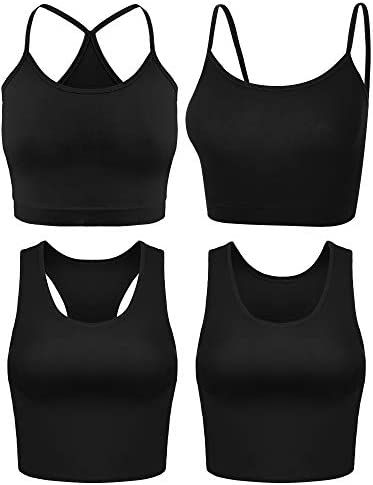 Boao 4 Pieces Crop Tops for Women, Basic Workout Tops Spaghetti Strap Tank Tops Sleeveless Racerb... | Amazon (US)
