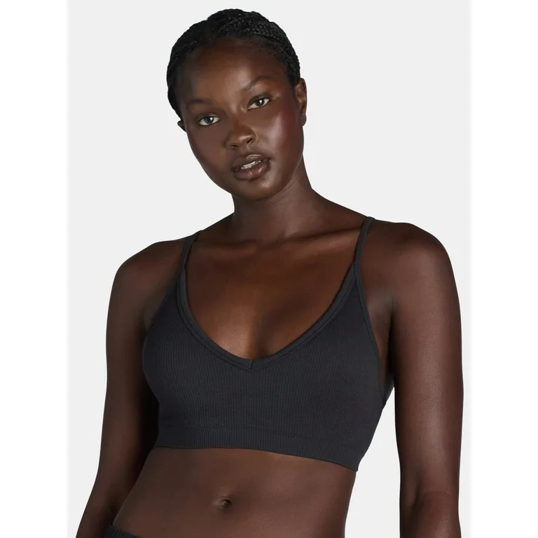 No Boundaries Seamless Ribbed Triangle Bralette, Women’s and Women’s Plus | Walmart (US)