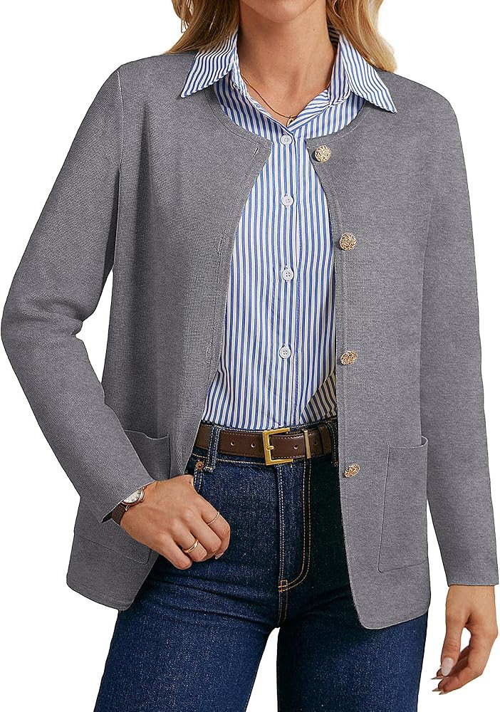 GRACE KARIN Sweater Blazers for Women 2025 Casual Button up Cardigan Sweater Open Front Knit Blaz... | Amazon (US)
