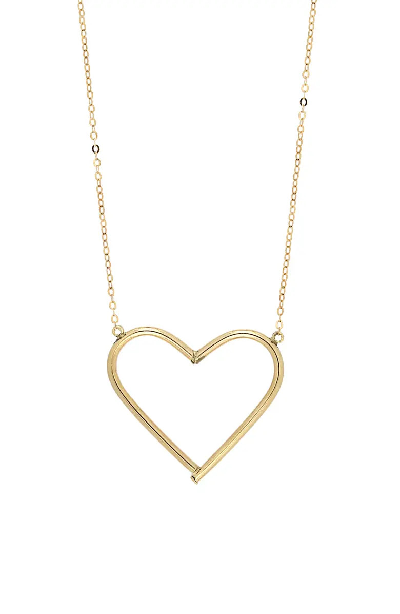 Large 14K Gold Open Heart Pendant Necklace | Nordstrom