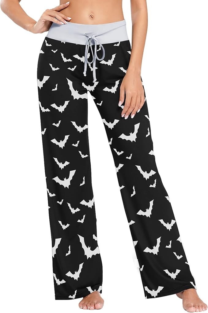 Fisyme Pajama Pants for Women Pjs Bottoms Drawstring Wide Leg Jogger Lounge Yoga Sweat Pants | Amazon (US)