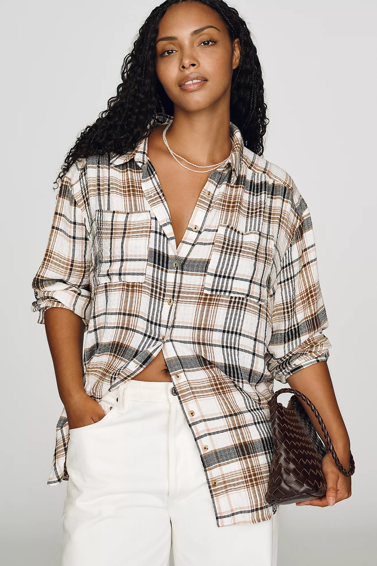 Pilcro Hadley Relaxed Plaid Buttondown Shirt | Anthropologie (US)