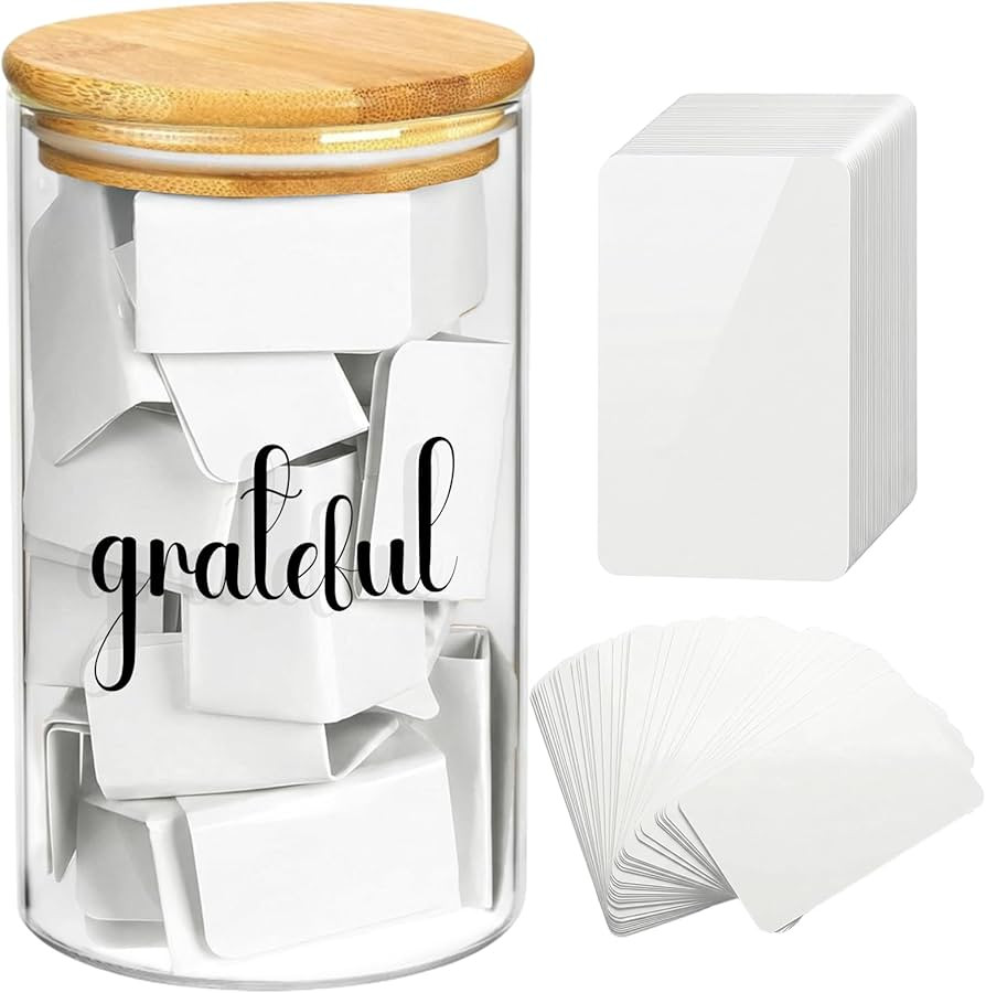 Grateful Memories Jar with 100 Pcs Share a Memory Cards for Collections of Life - Clear Glass Mem... | Amazon (US)