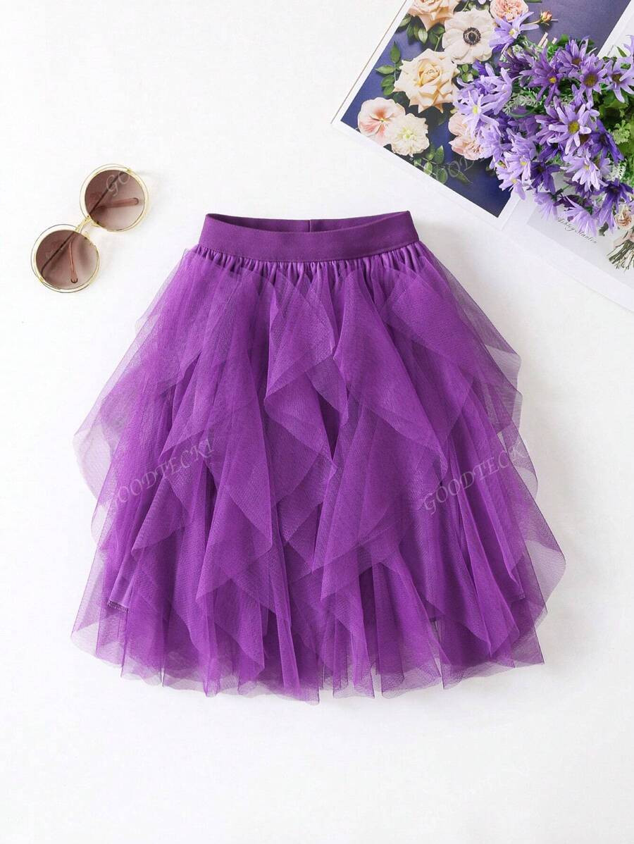 Women's New Asymmetrical Ruffled Mesh Puff Skirt | SHEIN