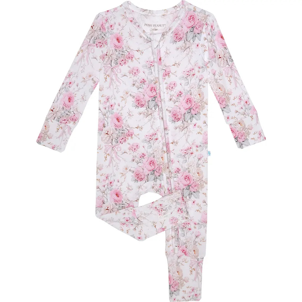 Posh Peanut Print Convertible One-Piece Footie in Roberta at Nordstrom, Size 12-18M | Nordstrom