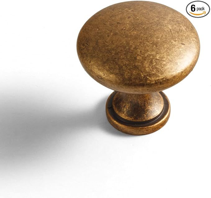 Goo-Ki 6 Pack Antique Brass Cabinet Knobs Drawer Knob , Solid Vintage Antique Bronze Single Hole ... | Amazon (US)