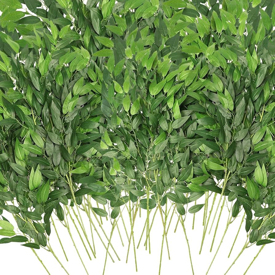 Artificial Italian Ruscus Greenery Stems, Faux Green Leaf Garland Branches Hanging Greenery Spray... | Amazon (US)