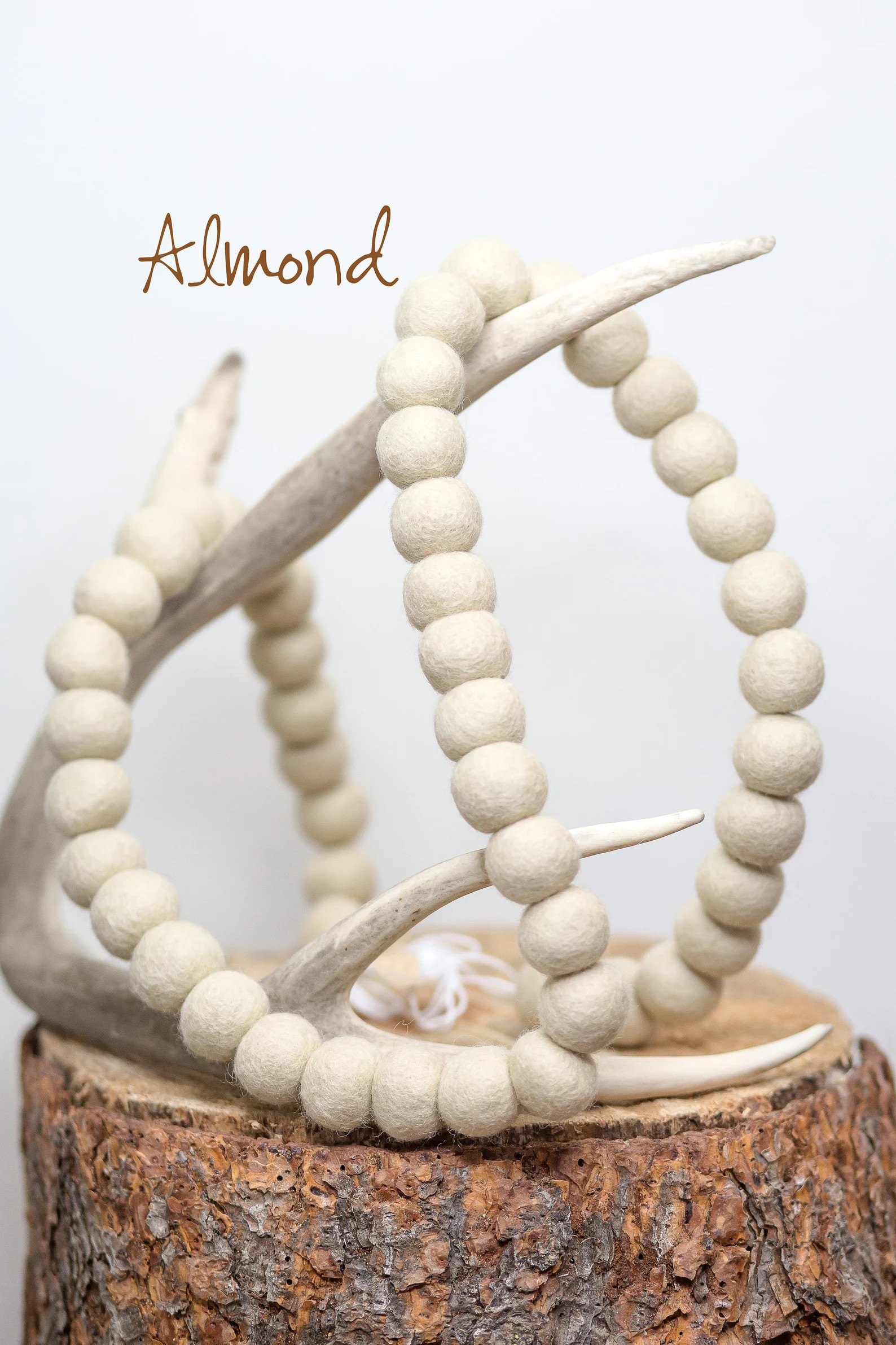 Neutral Felt Ball Garland: Cream Wool Pom Decor - Etsy | Etsy (US)