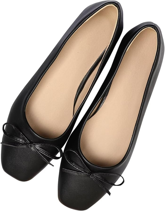 Stunner Women's Ballet Flats Fashion Classic Comfort Square Toe Slip-On Flats Wide Width Flat Sho... | Amazon (US)