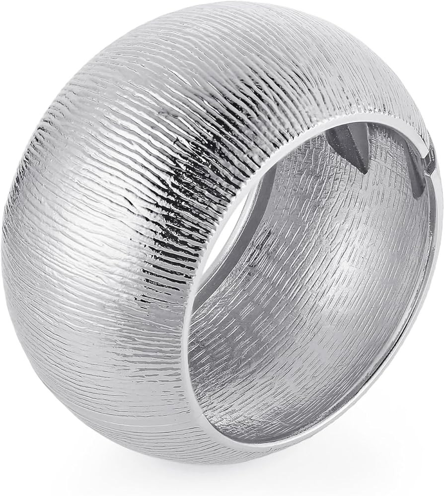 HZMAN 18K Gold Plated Wide Cuff Bracelet for Women - Premium Alloy Shiny Polished Double Layer St... | Amazon (US)