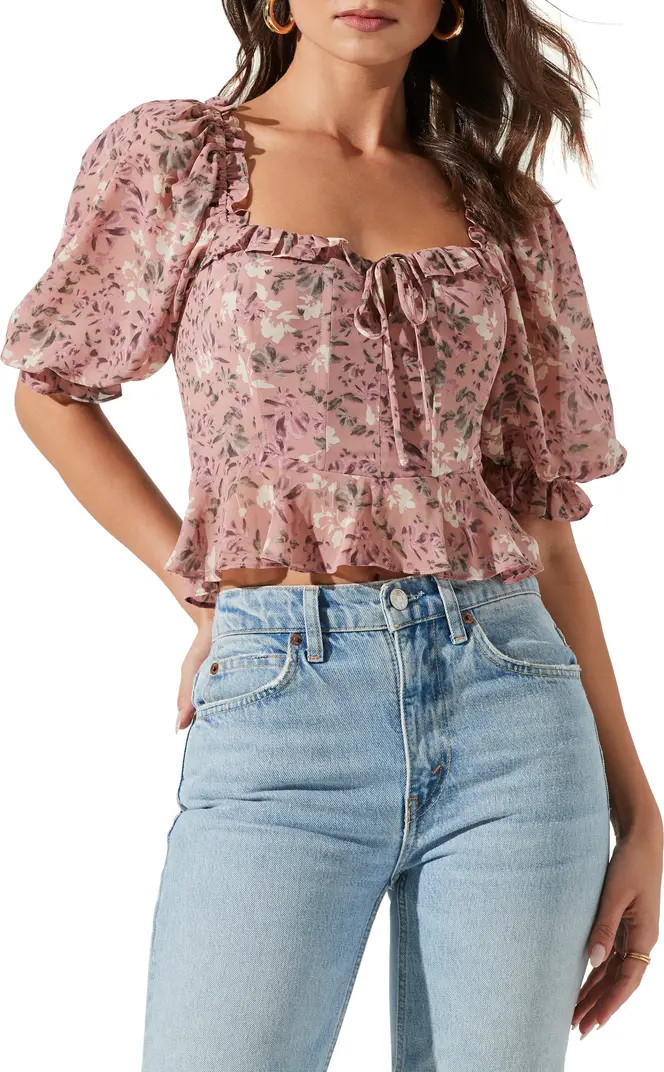 ASTR the Label Puff Sleeve Crop Blouse | Nordstrom | Nordstrom
