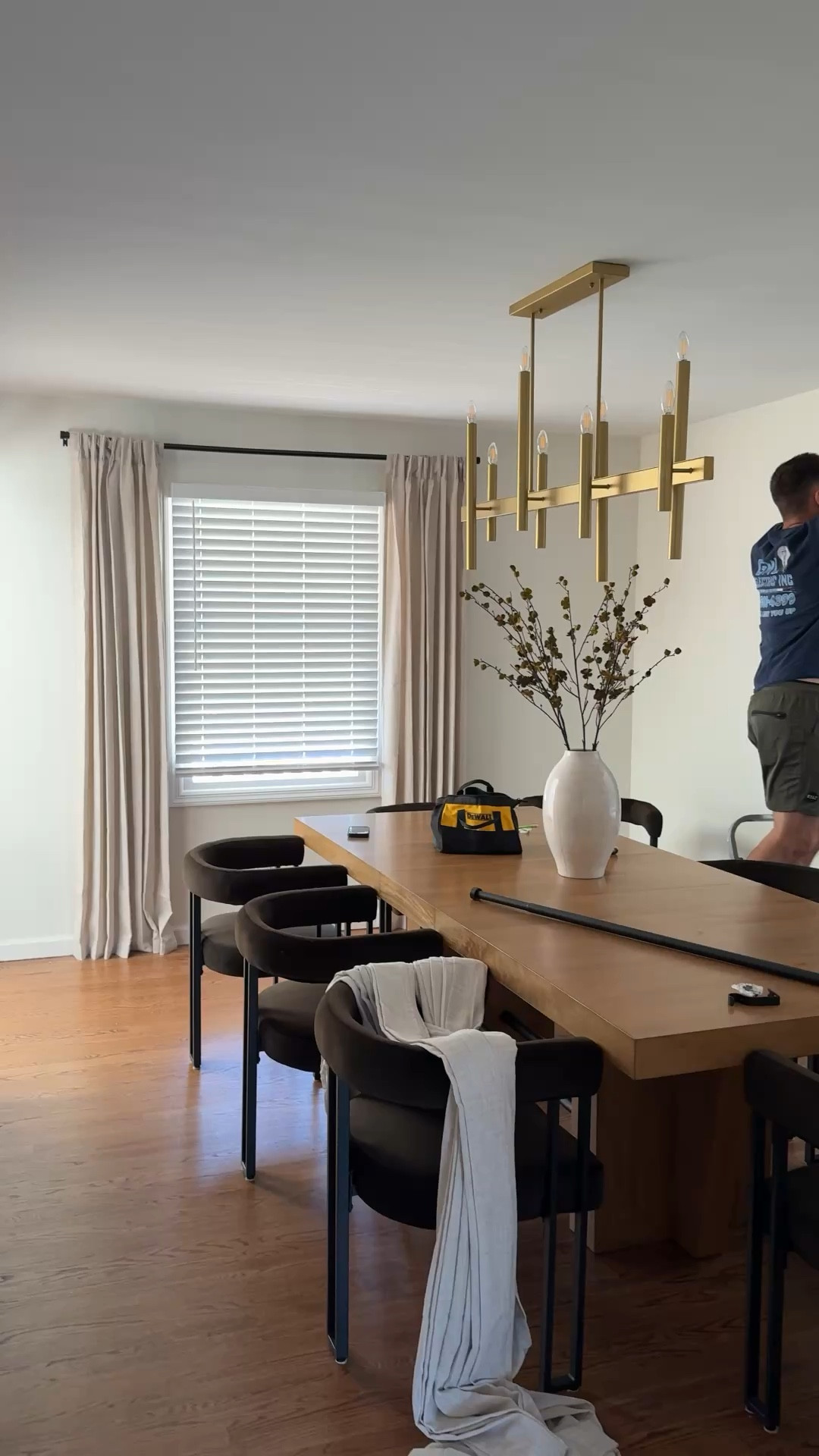 Hanging curtains in the dining room today. (Finally). I def want to add a rug, some wall art and a wine rack in here. Maybe a pop of color too. 
These curtains are from Amazon and I love ! affordable alternative to custom curtains. 

Dining table, dining chairs, chandelier 

#LTKHome #LTKFindsUnder100