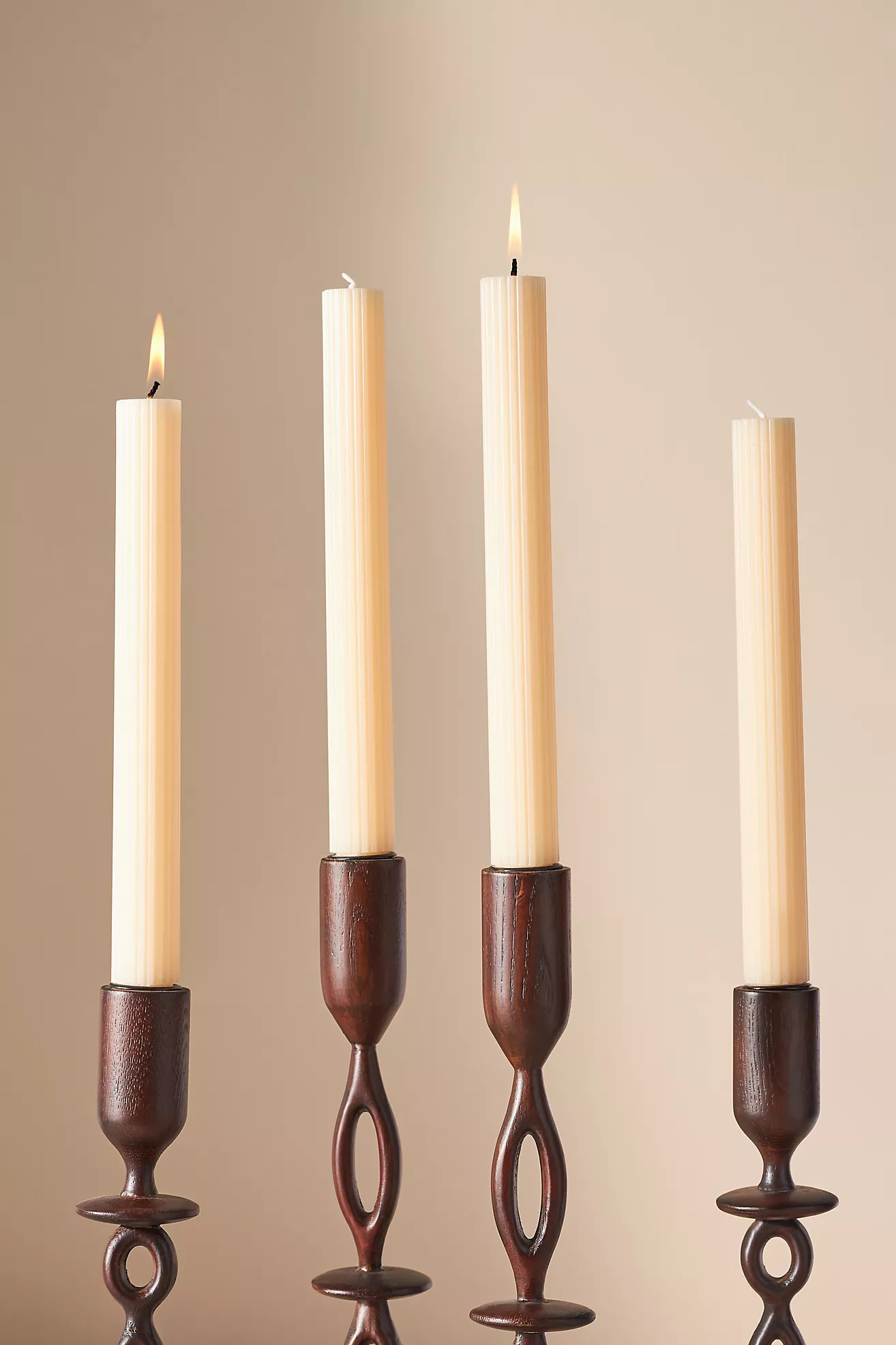 Fluted Taper Candles, Set of 4 | Anthropologie (US)
