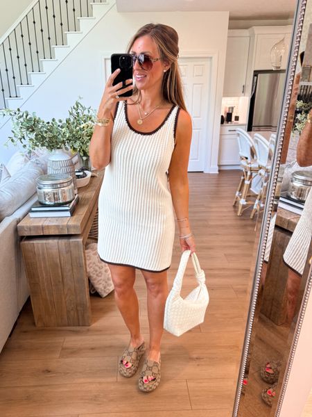 Mini knit sweater dress scoopneck this is actually cream and brown when I bought it. I thought it was cream and black but it’s so cute. I’m wearing a size large.

#LTKsalealert #LTKfindsunder100 #LTKstyletip