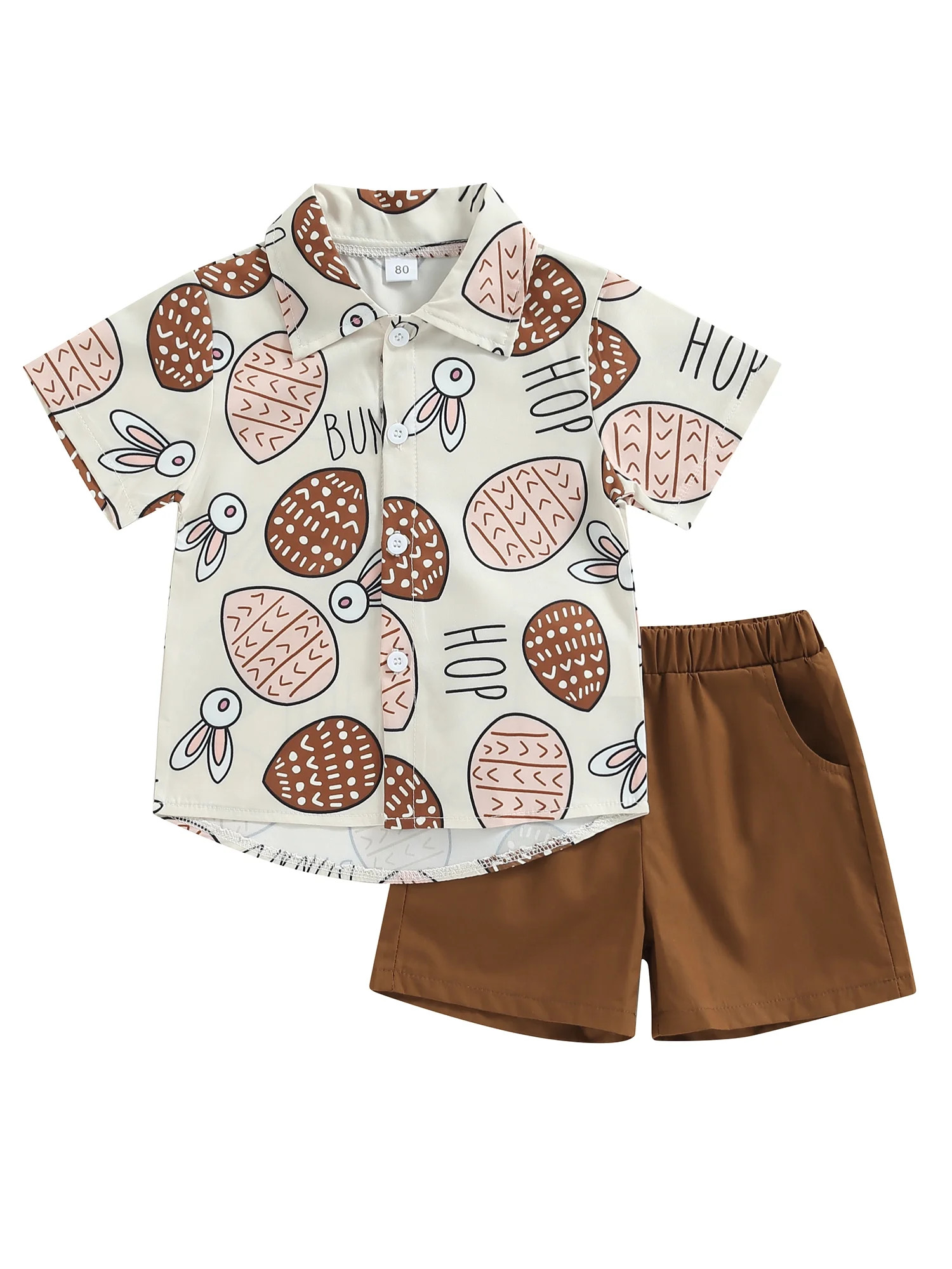 Easter Toddler Baby Boys Gentleman Outfits Eggs Bunny Print Short Sleeve Button Shirts and Shorts... | Walmart (US)