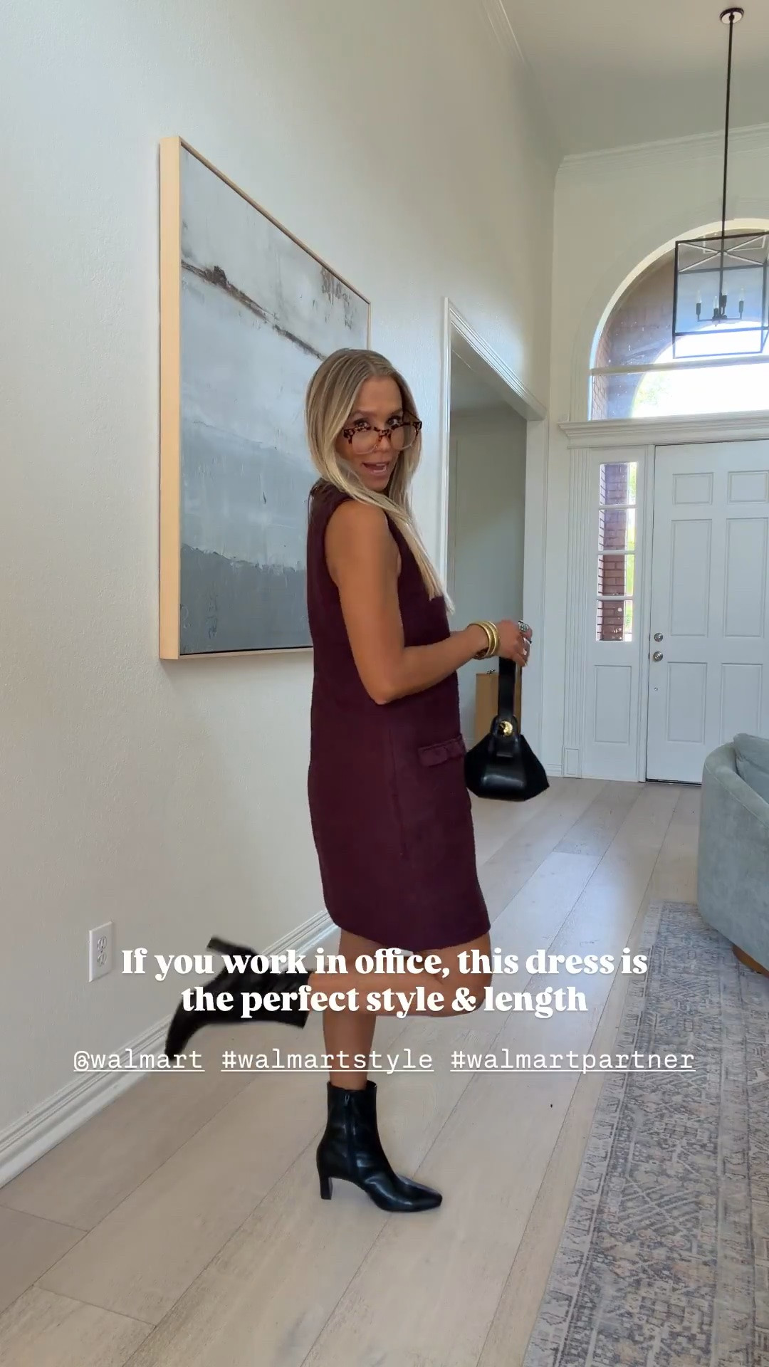 🤍@Walmart #walmartpartner #walmartstyle 

If you need a cute workwear dress, this thicker tank dress looks professional & classy. I paired it with a designer look for less purse & mini ankle boots. These boots are a staple in my closet for Fall. 

Wearing size s / my tts 
5’5” | 120 ish lbs | size 4/27