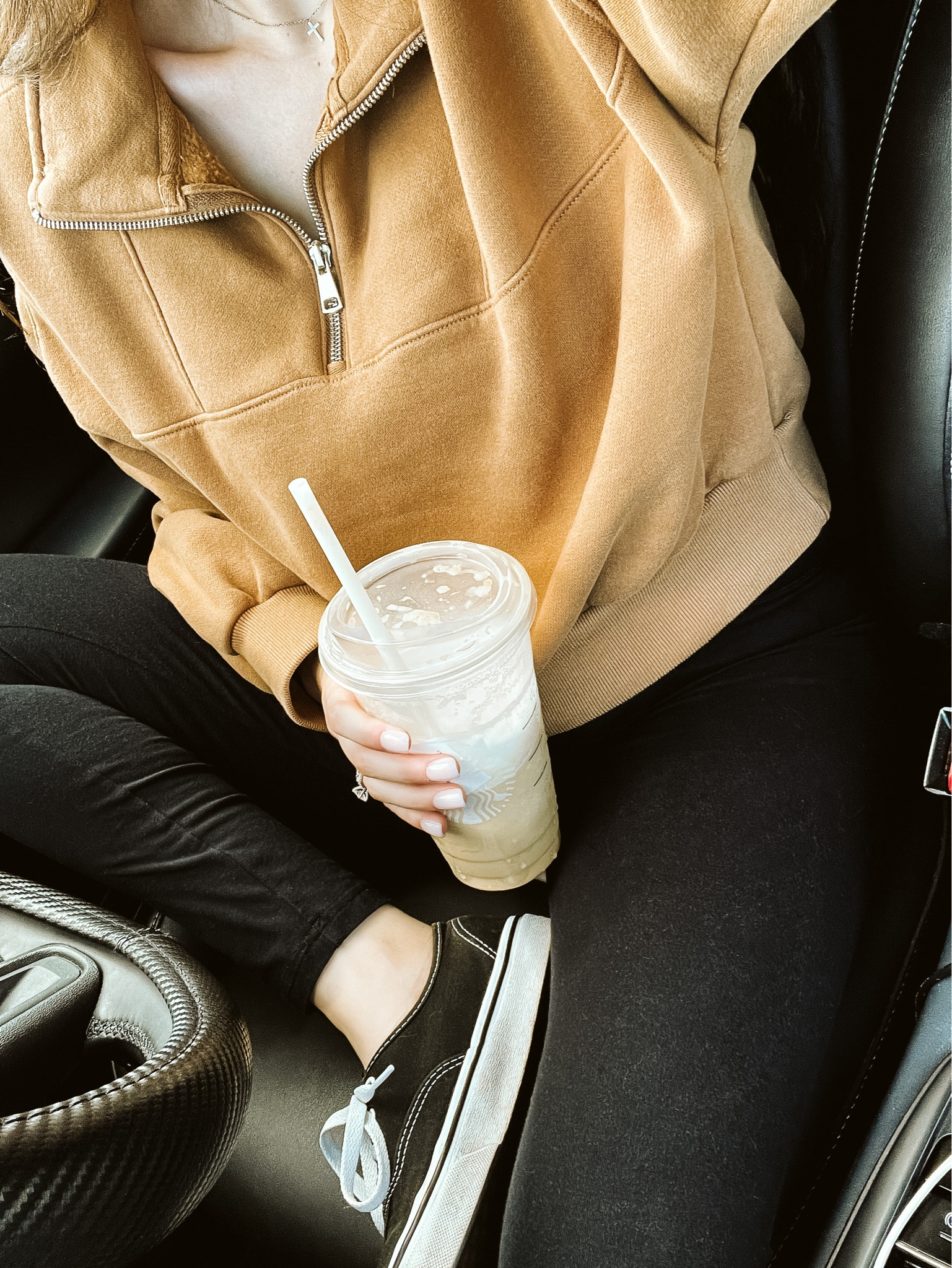 modest comfortable casual outfit of the day | fall transition attire | fall transitional outfit idea | mom outfit inspiration | c-section mom outfits | fall colors | vans | american eagle | lululemon scuba dupe | abercrombie & fitch | momfit

#LTKfit #LTKSeasonal #LTKunder100