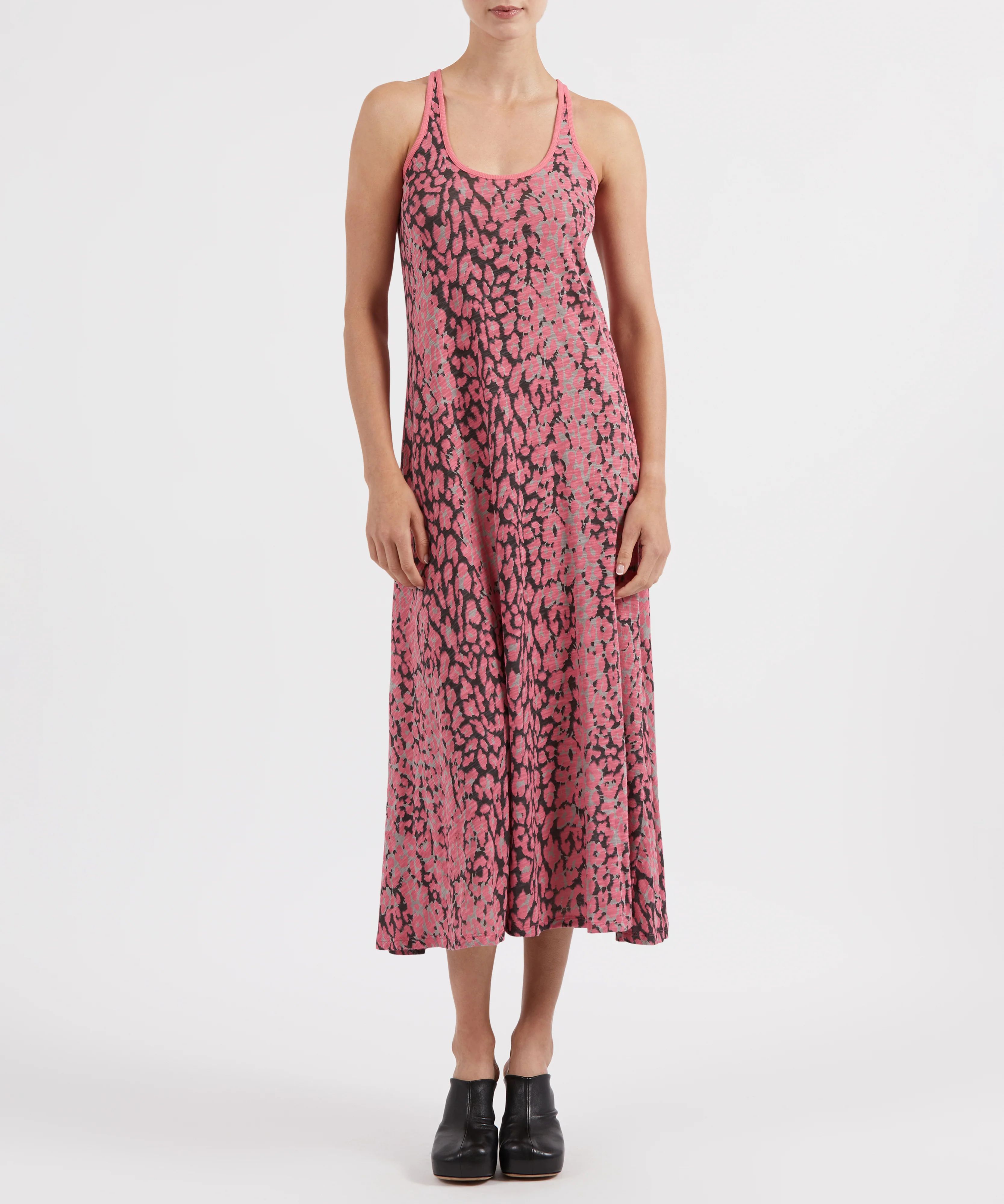 Slub Jersey Maxi Tank Dress - Rose Quartz Leopard Print | ATM Collection