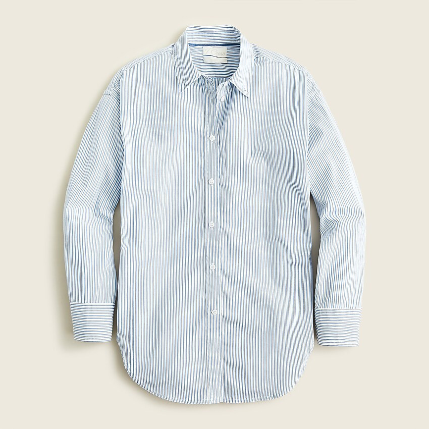 J.Crew: Relaxed-fit Washed Cotton Poplin Shirt In Stripe For Women | J. Crew US