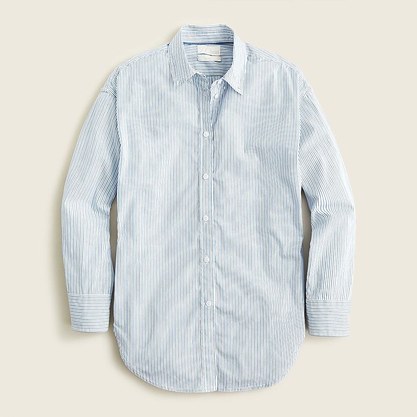 J.Crew: Relaxed-fit Washed Cotton Poplin Shirt In Stripe For Women | J.Crew US