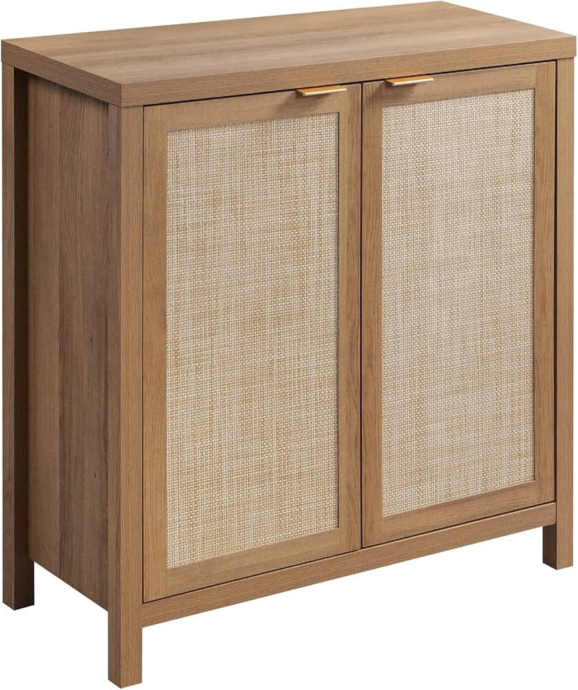 SICOTAS Sideboard Buffets Storage Rattan Cabinet - Boho Kitchen Coffee Bar Cabinet with Rattan De... | Amazon (US)