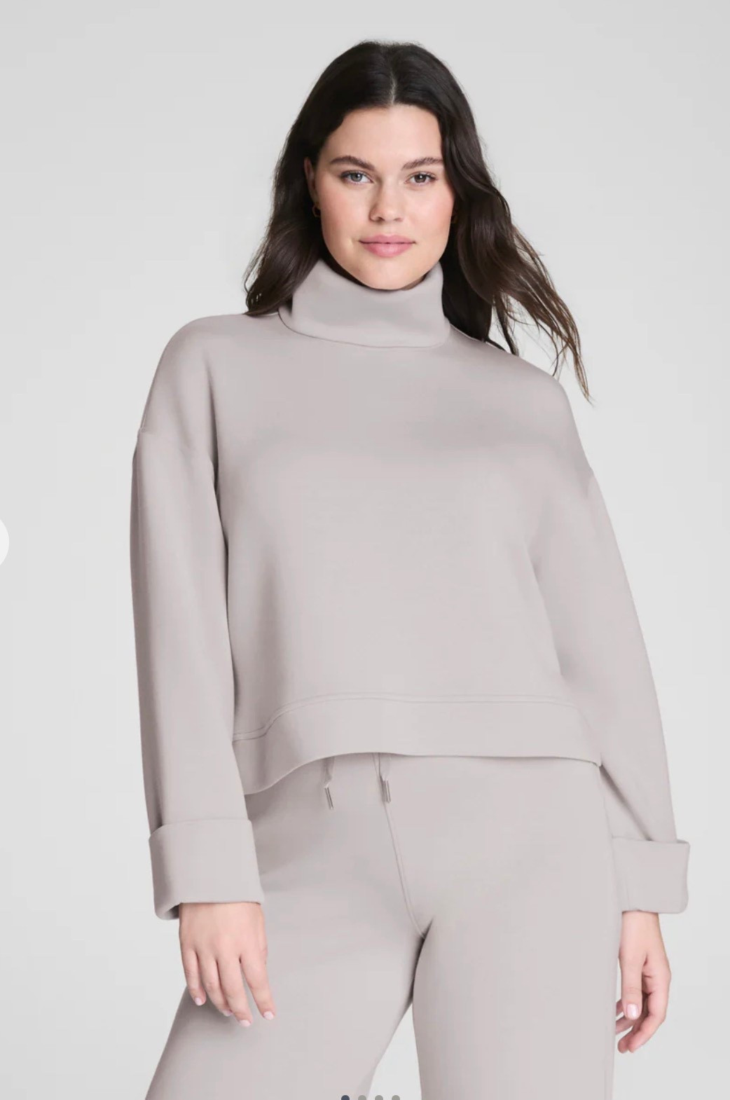 Major sale at spanx on this French grey color. Get the turtleneck and barrel pants sir essentials! I wear a medium and medium petite  

#LTKTravel #LTKOver40 #LTKSaleAlert