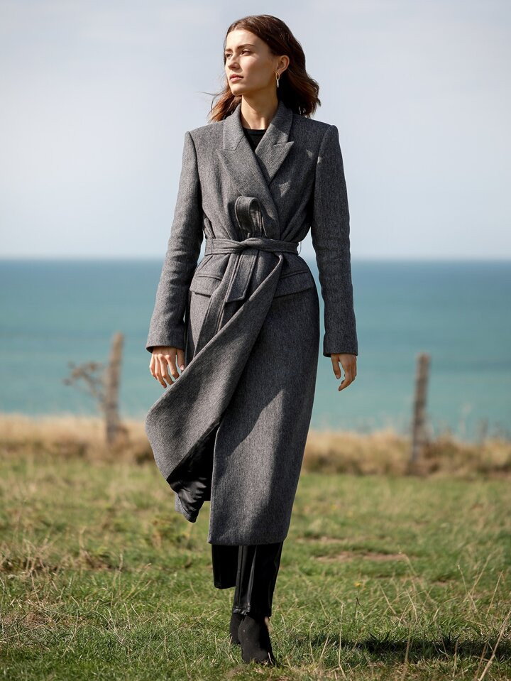 MOTF PREMIUM WOOL-MIX STRAIGHT BELTED OVERCOAT | SHEIN