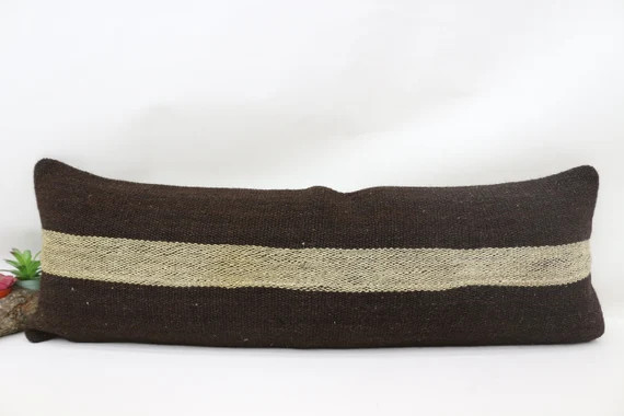 Throw Pillow, Home Decor Pillow, Turkish Pillow, 12x36 Brown Cover, Striped Pillow, Couch Case, N... | Etsy (US)