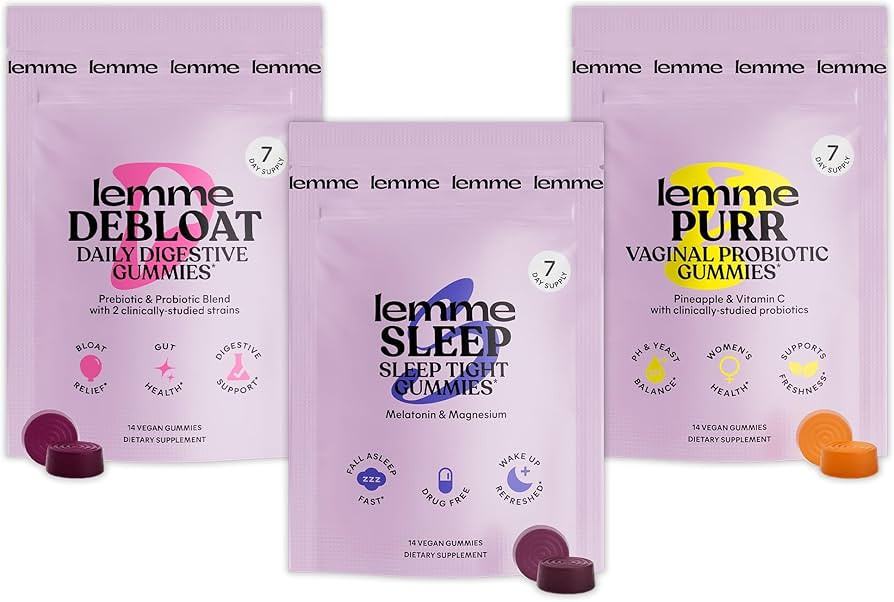 Lemme Sleep, Debloat & Purr Variety Sampler Pack | Melatonin & Magnesium for Sleep | Probiotics &... | Amazon (US)
