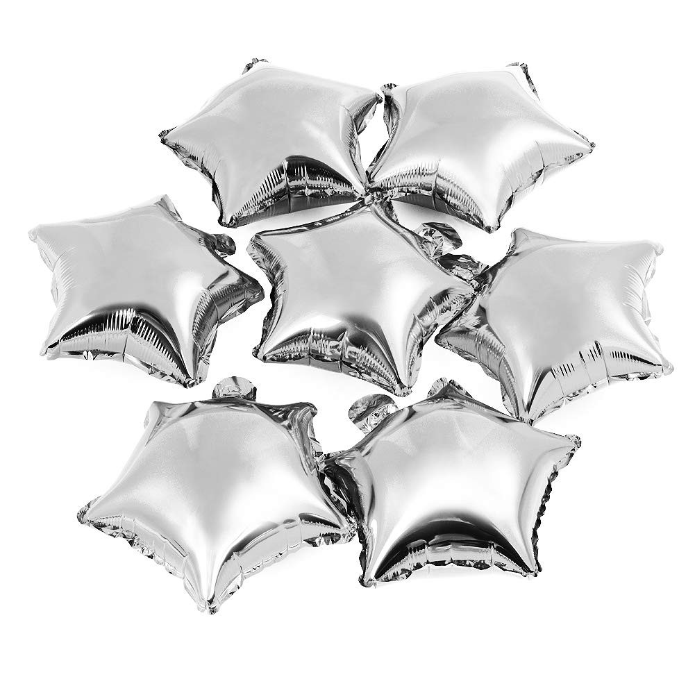 MOWO Star-shaped Foil Balloons, 10" Silver, Pack of 50 | Amazon (US)