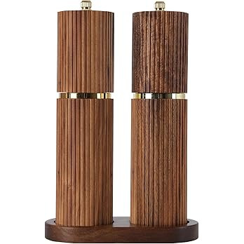 Wooden Salt and Pepper Grinder Set, Refillable Salt and Pepper grinder with adjustable Coarseness... | Amazon (US)