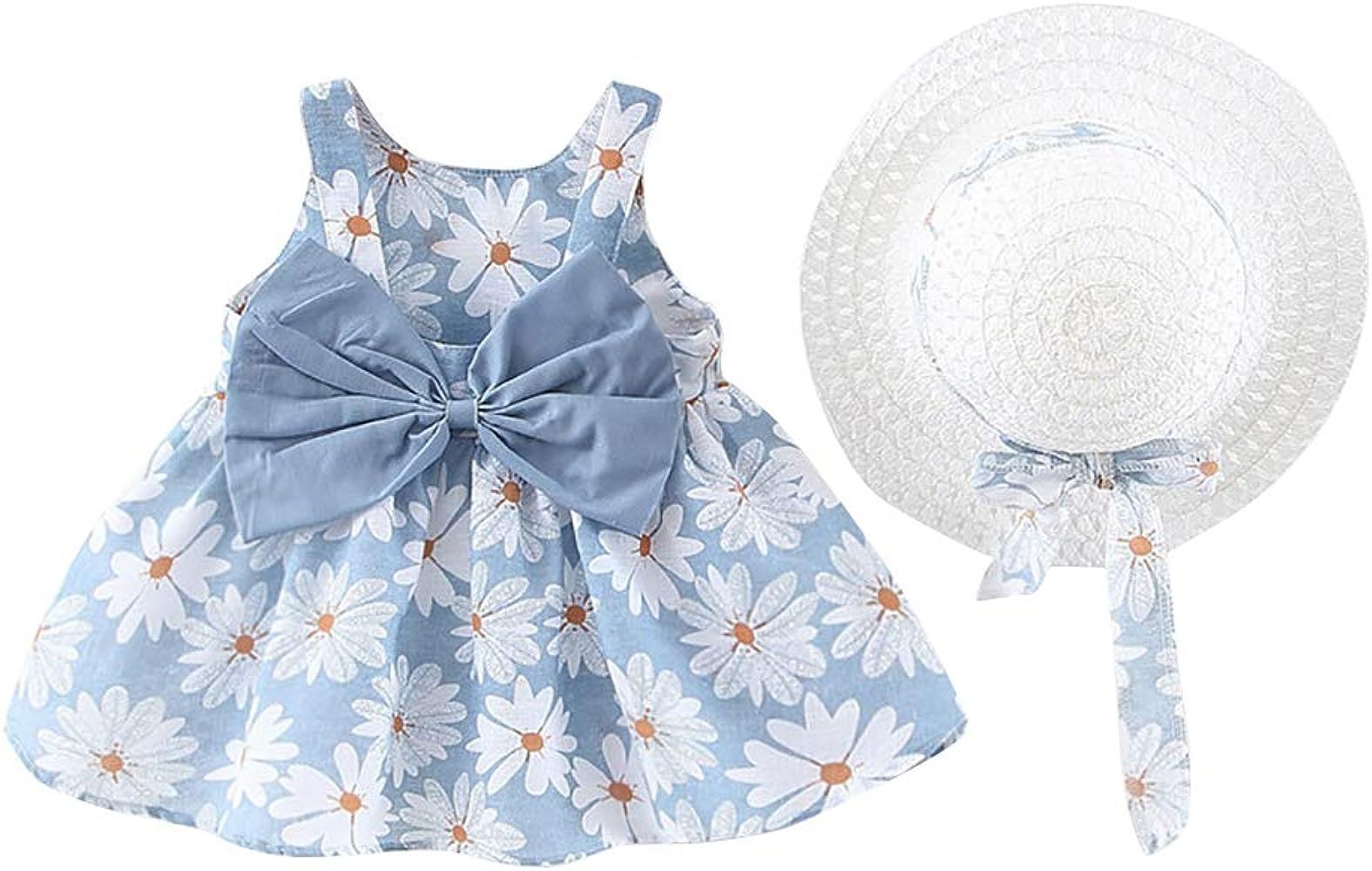 IDOPIP Baby Girl Tutu Dress Summer Sleeveless Backless Princess Birthday Party Dresses Flower Bow... | Amazon (US)
