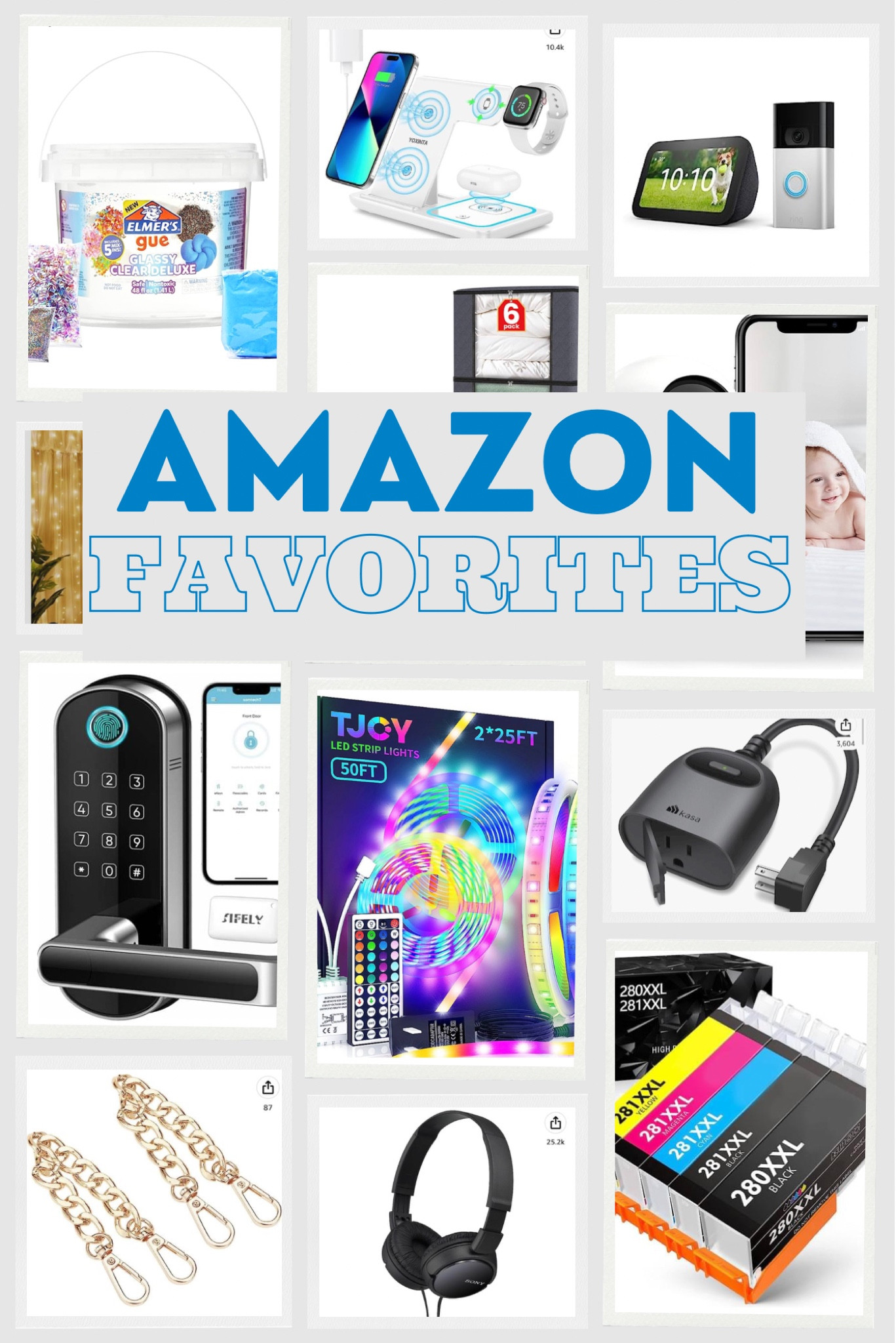These are some of my favorite products I’ve ordered and loved from Amazon, and they are part of Prime Day deals! 

My kids love this slime kit and it’s only $12 with a coupon!

This phone charging dock is a favorite of mine. I can charge my AirPod pros, Apple Watch and iPhone all at the same time. 

This Ring doorbell and Echo show bundle is an incredible price at under $65! The doorbell is great to track visitors and packages. I love using the Echo show to see who is at the door, watch TV, listen to music and look at recipes while I’m in the kitchen. 

This fairy light curtain is huge and a big favorite at our house. It has multiple colors and has held up well over the last year. A steal at under $9!

These totes are huge and perfect for storing sheets, pillows and more. You get 6 for $21!

This baby monitor is great for older kids who get out of bed at night and you need help keeping track of 😂

We love this door lock and use it on our closet to lock up medication as foster parents. Super easy to install and has held up over the last year! 

This outdoor power strip works so well with Alexa. We have our string lights plugged in to it. 

These purse extenders are my fav. Comes in silver and gold and a steal at only $4. These make any crossbody purse or bag plus-size friendly. 

These headphones held up really well for our kindergartener last year. Under $10 and great for back to school. 

We love these LED lights. Pro tip: use these under your upper kitchen cabinets for additional light. 

Random find, but check Amazon for off brand printer ink for your printer. This is way cheaper and lasts longer! 

#LTKFind #LTKxPrimeDay #LTKBacktoSchool