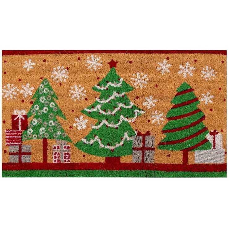 Juvale Christmas Tree Coir Welcome Door Mat Front Doormat Non Slip Rugs for Indoor Outdoor Entran... | Target