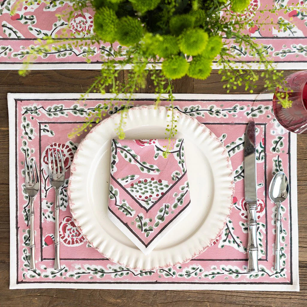 Climbing Dahlia Rose Placemat | Set of 4 | Pomegranate