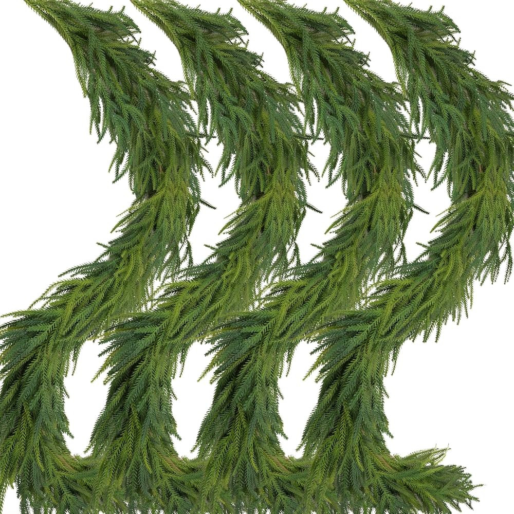4 Pcs Artificial Norfolk Pine Garlands Christmas, 6 FT Dense Real Touch Winter Pine Garland Ornam... | Amazon (US)
