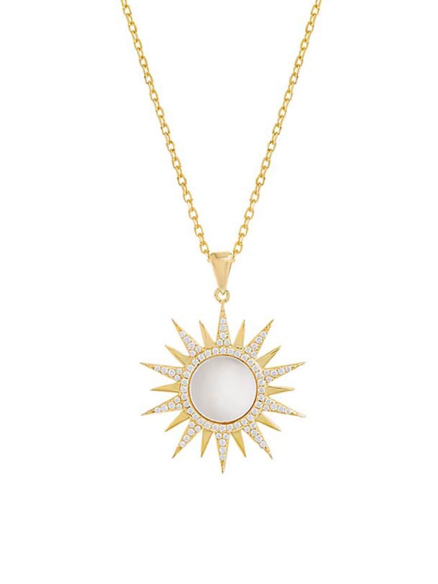 Spiked Pendant 14K Gold-Plate, Mother-Of-Pearl & Crystal Necklace | Saks Fifth Avenue