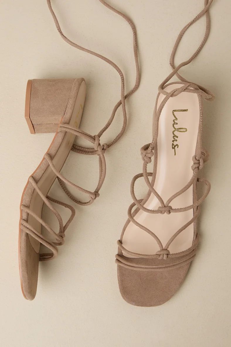 Julane Mushroom Brown Suede Knotted Lace-Up High Heel Sandals | Lulus