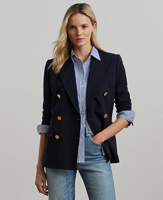 Lauren Ralph Lauren Women's Double-Breasted Wool Crepe Blazer - Macy's | Macy's